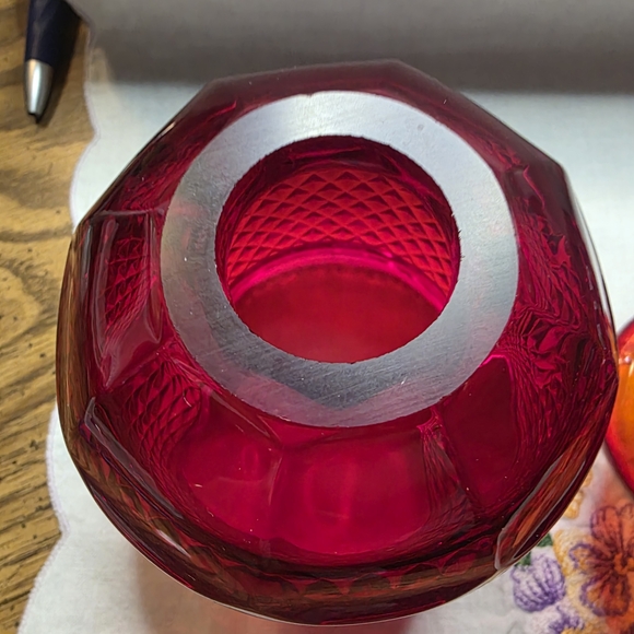 Ruby Red Diamond Point Fairy Lamp, Or A "Glimmer" lamp, produced By Viking Glass - Picture 4 of 12